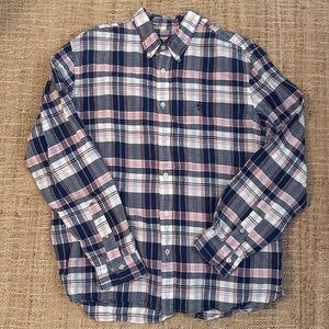 Brooks Brothers Red Fleece Plaid Shirt XL Cotton Linen
